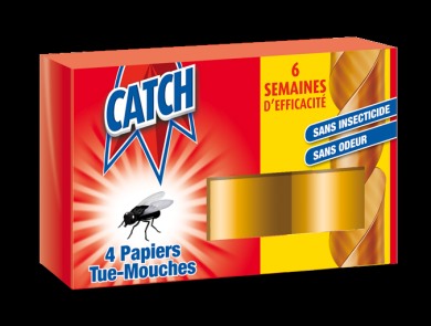 Papier tue-mouches sans odeur CATCH : la boite de 4 papiers à Prix Carrefour